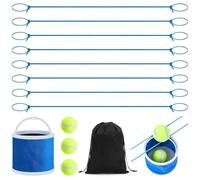 DICOSMETIC 13Pcs Team Building Games Set Including 8Pcs Ropes 1Pc Collapsible Buckets 3Pcs Balls and 1Pc Storage Bag Fun Outdoor Group Games School Team Activities for Adults Family Camping