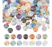 DICOSMETIC 140Pcs 14 Colors Glass Spiral Beads Transparent Glass Lollipop Bead 12x6mm Crystal Candy Bead Flat Round Spacer Beads for DIY Necklace Earring Jewelry Making, Hole: 1mm