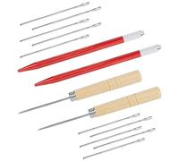 DICOSMETIC 14Pcs Set Platinum Rerooting Tool for Doll Hair Doll Wig Tool Accessories Needles for Doll Breed Hair Implant Needle and Crochet Needle Brass Wood Doll Making Kit, Needle Eye: 0.5~0.7mm