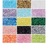 DICOSMETIC 15 Colors 180g Crispy Bingsu Beads for Slime about 19050Pcs Iridescent Soft Straw Tube Beads 3D Glitter Plastic Beads Assortment Crunchy Slime Microbeads Supplies