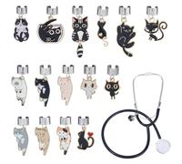 DICOSMETIC 15 Sets Stethoscope Charm Bulk 1.18-1.89 Inch Cat Stethoscope Personalized Identification Tag Nurses W ifts for Doctor Nurse Medical Assistant