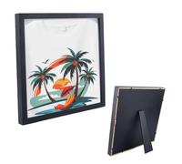 DICOSMETIC 15" x 15" Wood T Shirt Display Frame Large Shadow Box Frames Wall Mount or Desktop Wood Frame Display Case Square Memory Box with Window for Shirts Jersey Uniform Sports Memorabilia