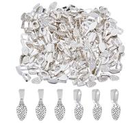 DICOSMETIC 150Pcs Glue on Bails Pendants Antique Silver Flat Necklace Bail Alloy Metal Earring Bails Small Jewelry Bail for DIY Necklace Earring Jewelry Making, Shovel