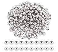 DICOSMETIC 150Pcs Memory Wire End Caps Stainless Steel Cord End Caps Round Half Drilled Beads Ball Shape Cord Terminators for Earrings Necklace Bracelet Jewelry Making DIY Crafts, Hole: 2mm