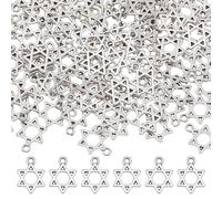DICOSMETIC 150Pcs Star of David Charms 14.5x10.5mm Alloy Hollow Star Charms Antique Silver Jewish Charms Six-pointed Star Pendant for DIY Jewelry Making Bracelets Necklaces Earrings