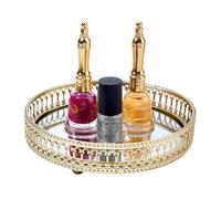DICOSMETIC 16.6cm Gold Mirrored Vanity Tray Bathroom Vanity Glass Mirror Trays Decorative Perfume Tray Round Decorative Organizer for Dresser, Bedroom, Bathroom Countertops
