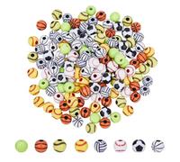 DICOSMETIC 160Pcs 8 Styles Sports Beads Bulk Acrylic Jewelry Beads Opaque Baseball Volleyball Football Tennis Beads Ball Loose Beads Jewelry Making Beads for DIY Crafts, Hole: 2-4mm