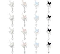 DICOSMETIC 16Pcs 4 Colors Butterfly Charm Bulk Alloy Resin Dangle Charms Glitter Animal Pendant Flying Insect Charms for Earring Necklace Bracelet Jewelry Making