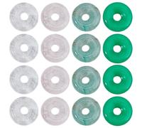 DICOSMETIC 16Pcs 4 Styles Gemstone Donut Bead Rondelle Stone Beads Bulk Disc Coin Stone Pendant Beads Flat Round Gemstone Spacer Loose Bead for Bracelet Necklace Jewelry Making