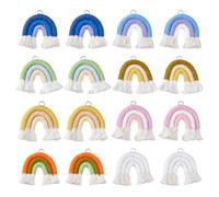DICOSMETIC 16Pcs 8 Colors Boho Rainbow Macrame Charms Weaving Rainbow Tassel Charm Colorful Bohemia Keychain Charm Handmade Weaving Ornament for Gift Bags Decor Keychain Jewekry Making