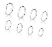 DICOSMETIC 16Pcs 8 Sizes Simple Plain Band Ring for Unisex US Size 5-12 Stainless Steel Rings Set 4mm Width Engraving Rings Matte Polished Wedding Ring for Women Men