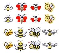 DICOSMETIC 16Pcs 8 Styles Bees Embroidery Patches Embroidered Bee Appliques Sew/Iron On Cartoon Patches Cute Sewing Applique for Women Clothing Jacket Jeans Dress Backpack Decor