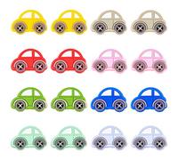 DICOSMETIC 16Pcs 8 Styles Car Silicone Beads Colorful Spacer Beads Small Cartoon Beads Flatback Beads Large Hole Loose Beads for Necklaces Bracelets Jewellry Making Crafts, Hole: 2~2.8mm