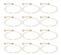DICOSMETIC 16Pcs Adjustable Slider Bracelet Chain 9-3/8 Inch Stainless Steel Jewelry Chain Extender Chains with Ball Ends Golden Metal Bracelet Chain for Women Men Jewelry Making
