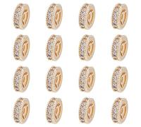 DICOSMETIC 16Pcs Brass Cubic Zirconia Spacer Beads, 14K Gold Plated, Flat Round, Micro Pave, Clear CZ, Wheel, Rhinestone, Loose Beads for Bracelets Necklace Jewelry Making, Hole: 1.6mm