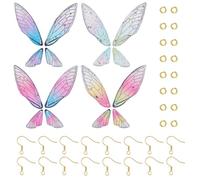 DICOSMETIC 16Pcs Resin Butterfly Wing Charms Fairy Wing Charm Bulk Wings Pendants with 32Pcs Earring Hooks and 32Pcs Jump Rings Colorful Earring Making Kits for Women Earrings Jewelry Making