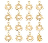DICOSMETIC 16Pcs Sun Charm Bulk Real 18K Gold Plated Sun Pendant Brass Celestial Charm 12x10x2mm Metal Vintage Charms for Earring Necklace Bracelet Jewelry Making