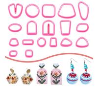 DICOSMETIC 18 Shapes Polymer Clay Cutters Clay Earring Cutters Round Oval Studs Clays Cutter Floral Polymer Clays Cutter for Earrings Jewelry Making Supplies, Camellia