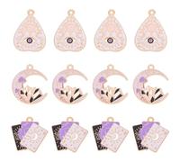 DICOSMETIC 18Pcs 3 Styles Tarot Charms Bulk Alloy Eanaml Tarot Card Charm Magic Card Pendant Arcana Divination Pendant Good Luck Amulet Charms Metal Charm with Sun Moon Pattern for Jewelry Making
