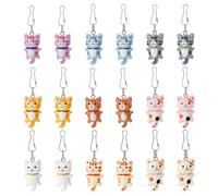 DICOSMETIC 18Pcs 9 Colors Zipper Pull Charms Cat Zipper Replacement Resin Zipper Decorative Animal Charms Zipper Pull Extended Zipper Tab Mend Fixer for DIY Sewing Craft Backpacks