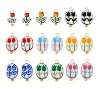 DICOSMETIC 18Pcs 9 Styles Ceramic Charms Bulk Assorted Porcelain Charms Set Flower Small Handmade Ceramic Charm Tulip Charm for Bracelet Necklace Earring Jewelry Making