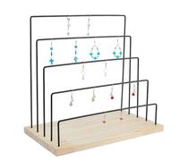 DICOSMETIC 1Pc 5-Tier Earring Display Stands Hooks Earring Display Earrings Holder Organizer Iron Wood Jewelry Rack for Retail Selling Home Decor Vendors Craft Shows