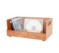 DICOSMETIC 1Pc CD Storage Holder Wood CD Cases CDs Rack Shelf Wooden DVDs Display Box with Handles Peru Drinkware Organizer for Movie Cases Music Cassette Tapes Record Crates