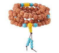 DICOSMETIC 1Pc Mala Bead Bracelet Necklace 101cm(39.76inch) Long Buddhist Beads Strand Rudraksha Beads Necklace for Women Men Yoga Meditation, Saddle Brown