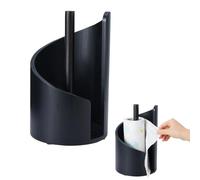DICOSMETIC 1Pc Mountain Wood Paper Towel Holder Column Standing Paper Towel Organizer with Round Base 6.5x10.31 Inch Black Papertowel Dispenser Stand for Kitchen Countertop and Dining Table