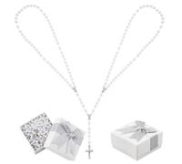 DICOSMETIC 1Pc Wedding Pearl Rosary White Wedding Rosary Accent Rope Alloy Lasso Cross Rope Lazo Para Boda Plastic Pearls Bead Rosaries with Unity Cross for Ceremony Bridal Gift