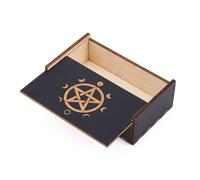 DICOSMETIC 1Pc Wood Tarot Card Box Small Tarot Storage Boxes Moon Star Printed Card Case Fortune Telling Trinket Keepsake Box Rectangle Magic Cards Holder for Witchcraft Home Decor Stones Jewelry