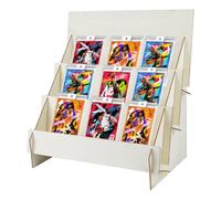 DICOSMETIC 1Set 3-Tier Greeting Card Display Stand Wood Sticker Display Stand Floral White Portable Card Rack Postcard Displays Shelf Jewelry Organizer Holder for Home Retail Counter