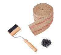 DICOSMETIC 1Set Webbing Stretcher Wood Handle Webbing Puller Stretcher Upholstery Tool Gooseneck Puller Stretchers with 270Pcs Iron Nail and 10m Jute Ribbon for Leather Carpet Canvas Furniture Repair