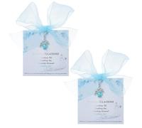 DICOSMETIC 2 Sets Something Blue Gift for Bride Blue Wedding Bouquet Charm Bow and Pearl Angel Wings Charm with Gift Card for Bride to Be Bridal Shower Gifts from Family Friends