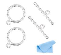 DICOSMETIC 2 Sets Sterling Silver Toggle Clasps Round Toggle Ring T Bar Clasp Connector Twisted IQ Toggles Clasp Jewelry Closure Clasps for DIY Bracelet Necklace Jewelry Making