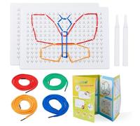 DICOSMETIC 2 Sets String Weaving Drawing Board Calming Corner Games Fine Motor Threading Boards Educational Sensory Items Including 2Pcs Plastic Board 4Pcs Pens 16Pcs Laces