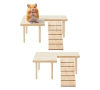 DICOSMETIC 2 Sets Wooden Hamster Platform with Ladder Small Pet Climbing Platform Standing Rat Guinea Perch Guinea Pig Cage Landscaping for Syrian Rat Golden Bear Chinchilla(28x17x12.2cm L Shaped)