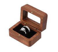 DICOSMETIC 2 Slot Wood Rings Box Wedding Rings Storage Box Proposal Engagement Ring Storage Small His and Hers Ring Box with Black Velvet Inside for Wedding Ceremony Engagement