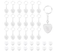 DICOSMETIC 20 Sets Cabochon Keychain Kit Silver Blanks Bezel Trays Charm Alloy Heart Shaped Pendant Trays with 20Pcs Heart Glass Cabochons Heart Keychains for DIY Craft Jewelry Making