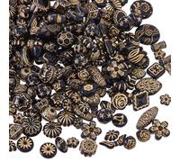 DICOSMETIC 200G Vintage Czech Beads Assorted Shaped Acrylic Bead Bohemian Acrylic Bead Golden Metal Enlaced Beads for Bracelets Necklaces Keychain Jewelry Making, Black