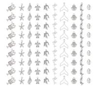 DICOSMETIC 200Pcs 10 Style Ocean Charms Bulk Antique Silver Sea Animal Charm Alloy Beach Pendants Turtle Shell Starfish Dolphin Charms Conch Charm for Jewelry Making