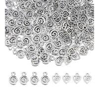 DICOSMETIC 200Pcs 2 Styles Small Swirl Charms Hollow Round Heart Charms Tibetan Style Alloy Pendants Antique Silver Jewelry Charm for DIY Necklace Bracelet Earring Jewelry Making