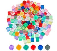 DICOSMETIC 200Pcs 7.5mm Acrylic Cube Beads Small Blank Acrylic Dice Cubes Assorted Color No Hole Beads Tabletop Gaming Pieces for Party Favors DIY Art Crafts Making