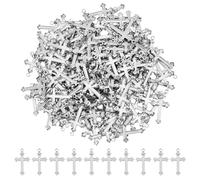 DICOSMETIC 200Pcs Cross Pendants - Stainless Steel Cross, Textured Crucifix, Christian Jewelry Charms for DIY Crafts, Hole: 0.9mm