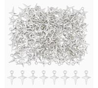 DICOSMETIC 200Pcs Star Charms Four-pointed Star Charms Alloy Mini Stars Pendants Tibetan Style Pendant for DIY Bracelets Necklace Jewelry Making Craft Supplies, Hole: 1.6mm