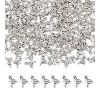 DICOSMETIC 200Pcs Tiny Bead Charms Tibetan Style Flamingo Charms Antique Silver Alloy Beads Animal Spacers Beads Small Loose Bead for DIY Jewelry Making Crafts, Hole: 1.5mm