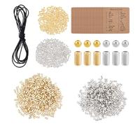 DICOSMETIC 2016Pcs DIY Morse Code Bracelet Bead Kit 4 Styles 2000Pcs Plastic Bead Bulk 4.36 Yards Waxed Cotton Cord 16Pcs Code Decoding Card Adjustable Braided Bracelets Necklaces Kit