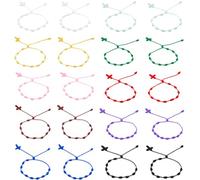 DICOSMETIC 20Pcs 10 Colors Rosary Cross Bracelet Adjustable Knotted Rosary Bracelet Colorful String Braid Bracelets 1.3"-2.5" Knotted Cord Rope with Cross for Men Women