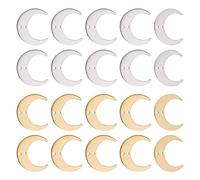 DICOSMETIC 20PCS 2 Colors Crescent Moon Pendant Stainless Steel Moon Charm with 2 1.4mm Hole Golden Small Link Pendants for DIY Earrings Bracelet Necklace Jewelry Making Findings