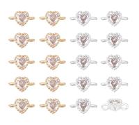DICOSMETIC 20Pcs 2 Colors Cubic Zirconia Heart Links Charms 18K Gold Heart Connector Charms Crystal Heart Charms Heart Crystal Birthstone Charms for Jewelry Making, Hole: 1.2mm